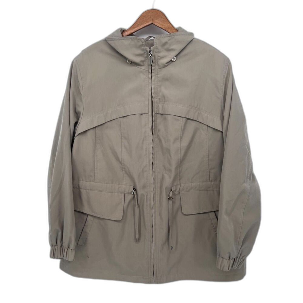 FS Limited Khaki‎ Utility Jacket Zip Drawstring Waist Wind Rain Jacket Sz 1X